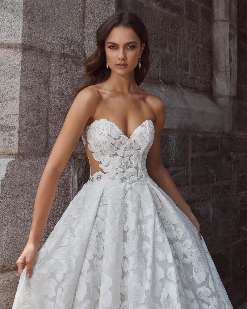 124126 lace a line wedding dress with sleeves or strapless neckline5